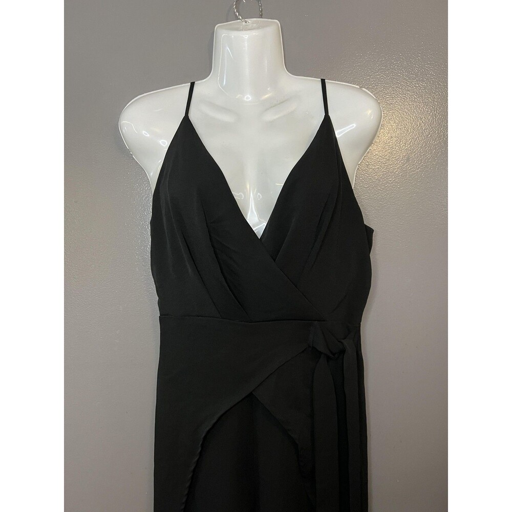 Love + Harmony Jumpsuit Womens Small Black V Neck Wrap Front Tie Waist Wide Leg